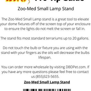 Small 10-20 Gallon Reptile Lamp Stand - Includes Attached DBDPet Pro-Tip Guide | Keep Your Reptile's Lights Safe by Hanging Them Above The cage!