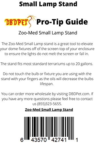 Small 10-20 Gallon Reptile Lamp Stand - Includes Attached DBDPet Pro-Tip Guide | Keep Your Reptile's Lights Safe by Hanging Them Above The cage!