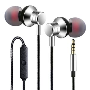 empsun wired earbuds headphones with microphone stereo bass earphones noise isolation in-ear headset compatible with all smartphones tablets ipod ipad mp3 player that with 3.5 mm interface(silver)