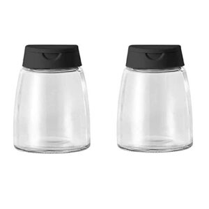 2PCS Glass Spice Jars with Shaker Pour Lid, Seasoning Shakers Glass Bottles Spice Shakers Salt & Pepper Shaker Container Set with Gift Grinder Fits in Home,Kitchen,Barbecue (2)