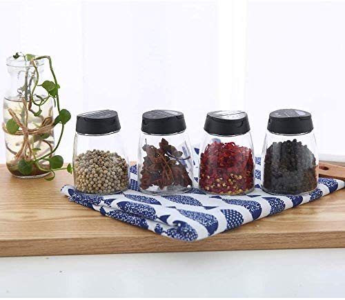 2PCS Glass Spice Jars with Shaker Pour Lid, Seasoning Shakers Glass Bottles Spice Shakers Salt & Pepper Shaker Container Set with Gift Grinder Fits in Home,Kitchen,Barbecue (2)