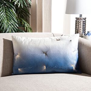 safavieh home collection loran art deco 12 x 20-inch navy/grey decorative accent pillow pls7145b-1220, 12"x22"