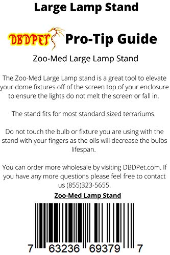 Zoomed Large 30-40 Gallon Reptile Lamp Stand - Includes Attached DBDPet Pro-Tip Guide | Keep Your Reptile's Lights Safe by Hanging Them Above The cage!