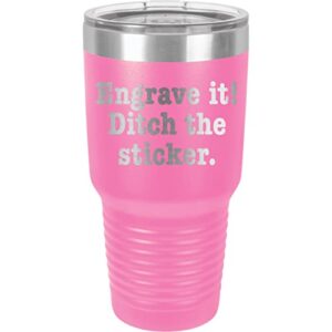 your name text engraved, stainless steel tumbler, customized cups, double wall vacuum insulated mug hot cold drink with lid, straw option - 16 different colors (30oz, personalize name, pink)