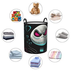 XZZZN Nightmare Before Christmas Laundry Hamper Circular Tunic Dirty Pocket Waterproof Large Oxford Fabric Foldable Round Laundry Storage Basket Dirty Clothes Bag Medium