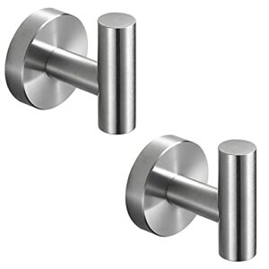 sagetta Nickel Bath Towel Hooks Robe Hook Holder, SUS 304 Stainless Steel Wall Mounted Heavy Duty Robe Hook Holder for Bathroom Bedroom Kitchen Garage Hotel, 2 Pack Brushed Nickel