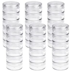 6 sets 6 layer stackable plastic containers, fengek 10g/10ml clear cosmetic storage box round organizer jars for beads, buttons, small jewelry findings