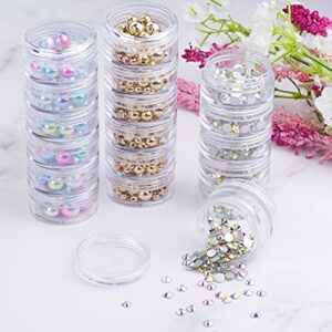 6 Sets 6 Layer Stackable Plastic Containers, Fengek 10G/10ML Clear Cosmetic Storage Box Round Organizer Jars for Beads, Buttons, Small Jewelry Findings