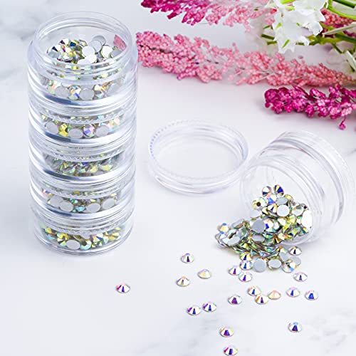 6 Sets 6 Layer Stackable Plastic Containers, Fengek 10G/10ML Clear Cosmetic Storage Box Round Organizer Jars for Beads, Buttons, Small Jewelry Findings