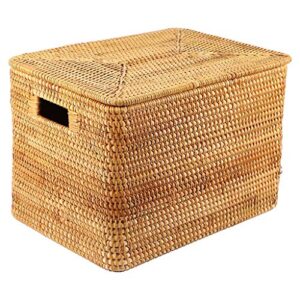 wszjj laundry basket rattan woven storage basket handmade large capacity portable clothing storage box household,36x26x24cm