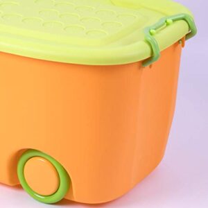 Basicwise Orange Stackable Toy Storage Box with Wheels Large