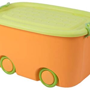 Basicwise Orange Stackable Toy Storage Box with Wheels Large