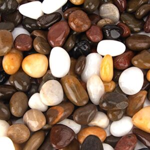 blqh 18 pounds pebbles aquarium gravel river rock, natural polished decorative gravel,garden ornamental river pebbles rocks, polished pebbles, mixed color stones for landscaping vase fillers (18.2)