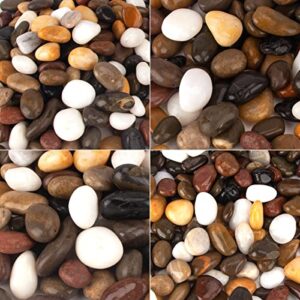 BLQH 18 Pounds Pebbles Aquarium Gravel River Rock, Natural Polished Decorative Gravel,Garden Ornamental River Pebbles Rocks, Polished Pebbles, Mixed Color Stones for Landscaping Vase Fillers (18.2)