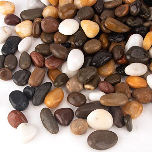 BLQH 18 Pounds Pebbles Aquarium Gravel River Rock, Natural Polished Decorative Gravel,Garden Ornamental River Pebbles Rocks, Polished Pebbles, Mixed Color Stones for Landscaping Vase Fillers (18.2)