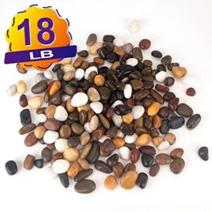 BLQH 18 Pounds Pebbles Aquarium Gravel River Rock, Natural Polished Decorative Gravel,Garden Ornamental River Pebbles Rocks, Polished Pebbles, Mixed Color Stones for Landscaping Vase Fillers (18.2)