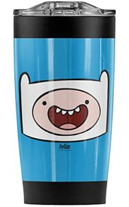 logovision adventure time finn head stainless steel tumbler 20 oz coffee travel mug/cup, vacuum insulated & double wall with leakproof sliding lid | great for hot drinks and cold beverages