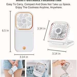 TeochewTech Mini USB Rechargeable Portable Necklace Fan with Function 3 Speeds Wind Adjustable, Desk Fan with Cell Phone Stand for Women Girls Office Outdoor Travel, F30-WHITE, White