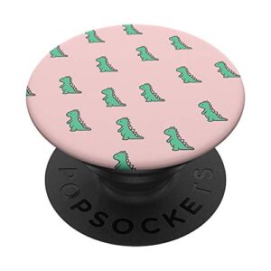 cute dinosaur green baby dino trex in pink for women & girls popsockets swappable popgrip