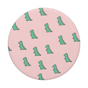 Cute Dinosaur Green Baby Dino TRex In Pink For Women & Girls PopSockets Swappable PopGrip