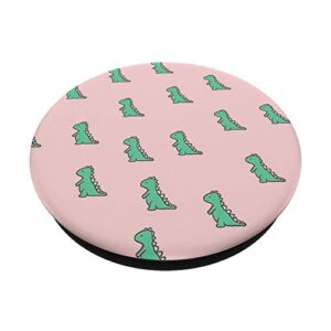 Cute Dinosaur Green Baby Dino TRex In Pink For Women & Girls PopSockets Swappable PopGrip