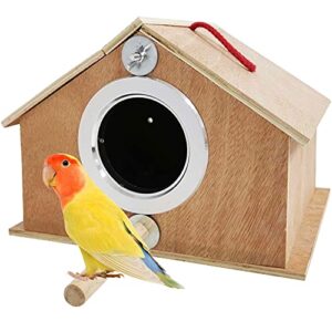 kathson Parakeet Nest Box Bird Nesting House Parrot Breeding Mating Box for Lovebirds Cockatiel Budgie Finch (10.1''x8.5''x7.3'')