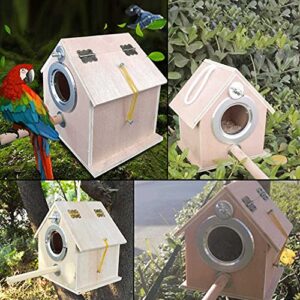 kathson Parakeet Nest Box Bird Nesting House Parrot Breeding Mating Box for Lovebirds Cockatiel Budgie Finch (10.1''x8.5''x7.3'')