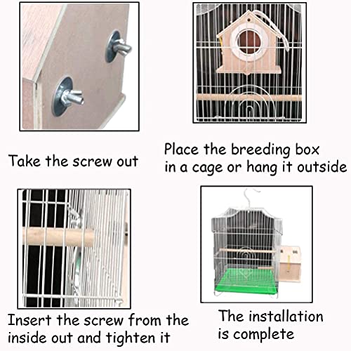 kathson Parakeet Nest Box Bird Nesting House Parrot Breeding Mating Box for Lovebirds Cockatiel Budgie Finch (10.1''x8.5''x7.3'')