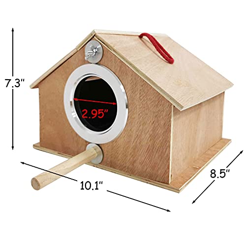 kathson Parakeet Nest Box Bird Nesting House Parrot Breeding Mating Box for Lovebirds Cockatiel Budgie Finch (10.1''x8.5''x7.3'')