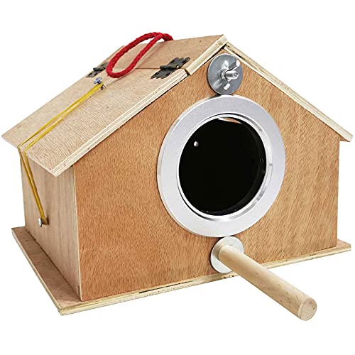 kathson Parakeet Nest Box Bird Nesting House Parrot Breeding Mating Box for Lovebirds Cockatiel Budgie Finch (10.1''x8.5''x7.3'')