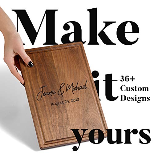 Personalized Walnut Cutting Board with Coasters, Mineral Oil and Gift Wrap Available - Customize Your Own Chopping Board Made in USA (Design 16, 3. Walnut 17"x11")