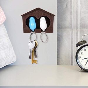 BESPORTBLE 1 Set Birdhouse Keychain Holder Wall Mount Bird Nest Key Ring Wall Hanger Key Chains Rack Organizer Coffee/Bird Random Color