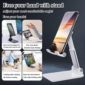 Meetuo 2 Pcs Cell Phone Stand, Adjustable Angle Height Phone Stand for Desk, Fully Foldable/Portable Phone Holder, Compatible for iPhone 14/13/12/Smartphones