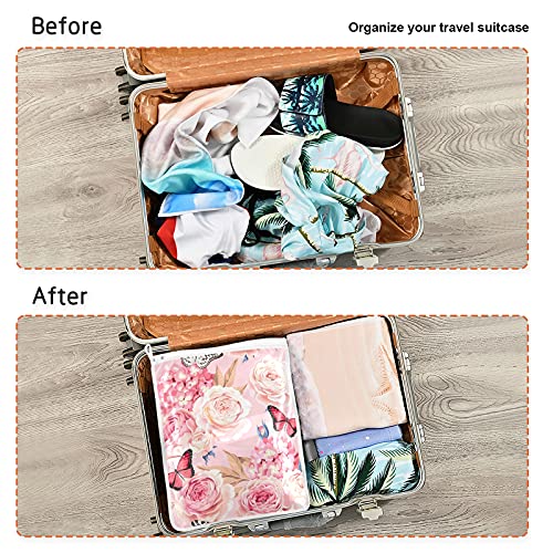 Xigua 2 Pack Rose Butterfly Mesh Laundry Bags Zipper Travel Washing Bag Storage Organizer for Clothes, Sock, Lingerie, Bra and Underwear