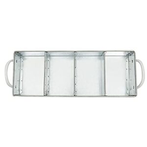 Galvanized Metal Tray Caddy with 4 Compartments for Kitchen (16.75 x 5 x 3 In)