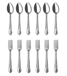 forks and spoons 12 pieces stainless steel cutlery silverware flatware tableware set dishwasher safe rust and heat resistant