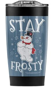 logovision frosty the snowman stay frosty stainless steel tumbler 20 oz coffee travel mug/cup, vacuum insulated & double wall with leakproof sliding lid | great for hot drinks and cold beverages