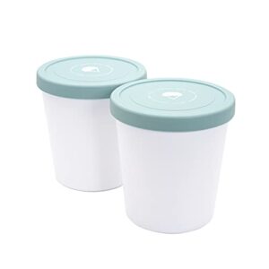 kanudle ice cream containers (2 pack - 1 quart each) perfect freezer storage container tubs with silicone lids for ice cream, sorbet and gelato | bpa free and dishwasher safe