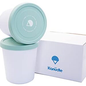 Kanudle Ice Cream Containers (2 Pack - 1 Quart Each) Perfect Freezer Storage Container Tubs with Silicone Lids for Ice Cream, Sorbet and Gelato | BPA Free and Dishwasher Safe