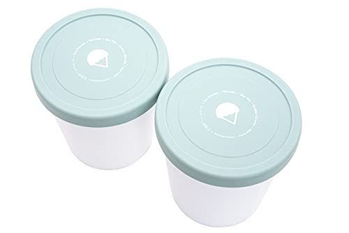 Kanudle Ice Cream Containers (2 Pack - 1 Quart Each) Perfect Freezer Storage Container Tubs with Silicone Lids for Ice Cream, Sorbet and Gelato | BPA Free and Dishwasher Safe