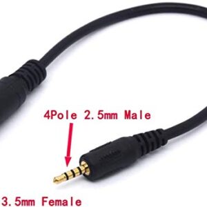 PIIHUSW 2.5mm Male to 3.5mm Female Cable Headphone Audio Converter 4 Poles Stereo Adapter(20cm)