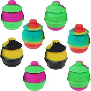 piaopiaoniu 8 pcs silicone honey pots 35ml silicone wax container non stick multi use storage jars for cosmetic,lotion,cream,bead,etc multi color randomly