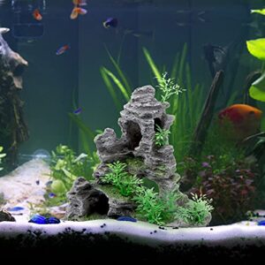 Mairuker Aquarium Mountain View Rock Landscaping Decorations, Fish Tank Thematic Ornaments [Large Sizes]