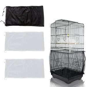 syooy 3 pieces birdcage seed catcher bird cage cover nylon mesh net skirt guard for parrot parakeet macaw african round square cage adjustable durable breathable washable material