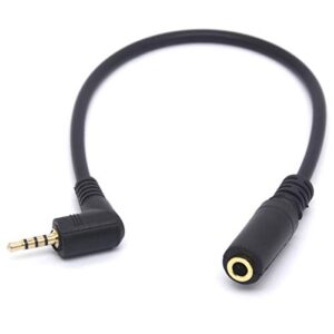 piihusw angled 2.5mm male to 3.5mm female audio cable headphone adapter, 4 pole 2.5 to 3.5 stereo earphone headset converter