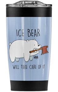 logovision we bare bears take care of it stainless steel tumbler 20 oz coffee travel mug/cup, vacuum insulated & double wall with leakproof sliding lid | great for hot drinks and cold beverages