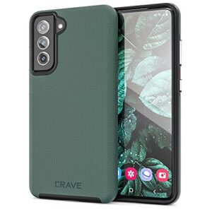 crave dual guard for samsung galaxy s21 fe case, shockproof protection dual layer case for samsung galaxy s21 fe, s21 fe 5g - forest green