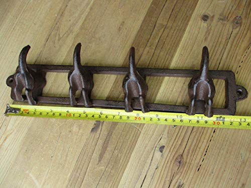 4 Cast Iron Dog Tail Hooks On Rack