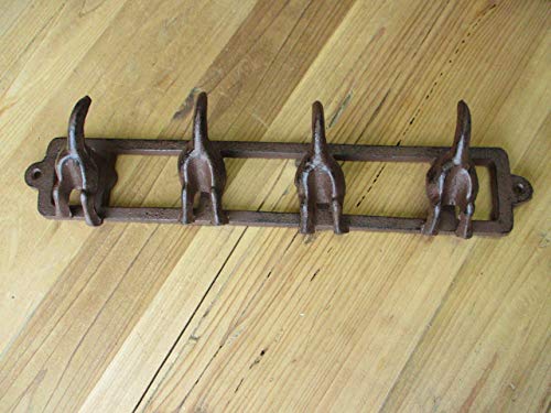 4 Cast Iron Dog Tail Hooks On Rack