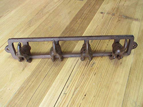 4 Cast Iron Dog Tail Hooks On Rack